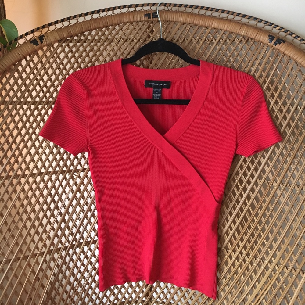 Red Ribbed Top