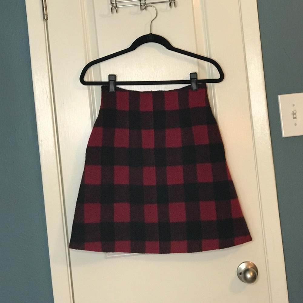 Red and black check a line skirt