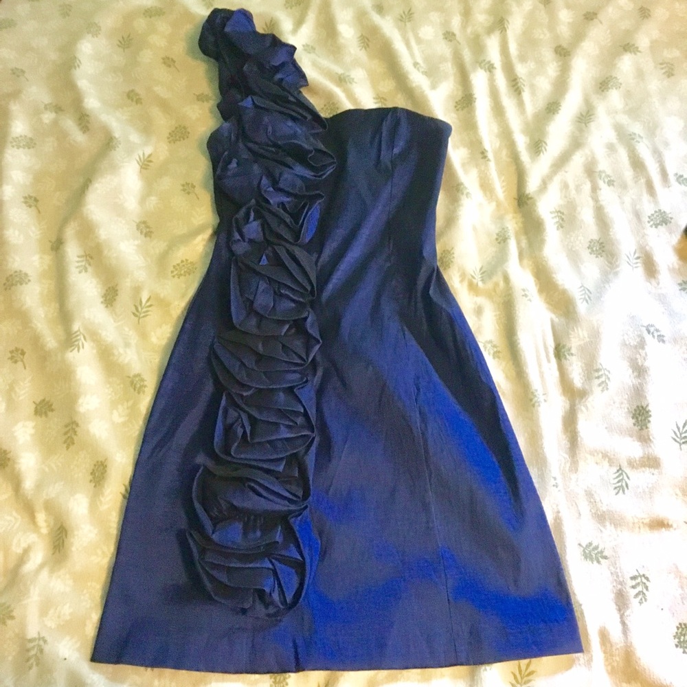 Midnight Blue One Shoulder Formal Short Dress