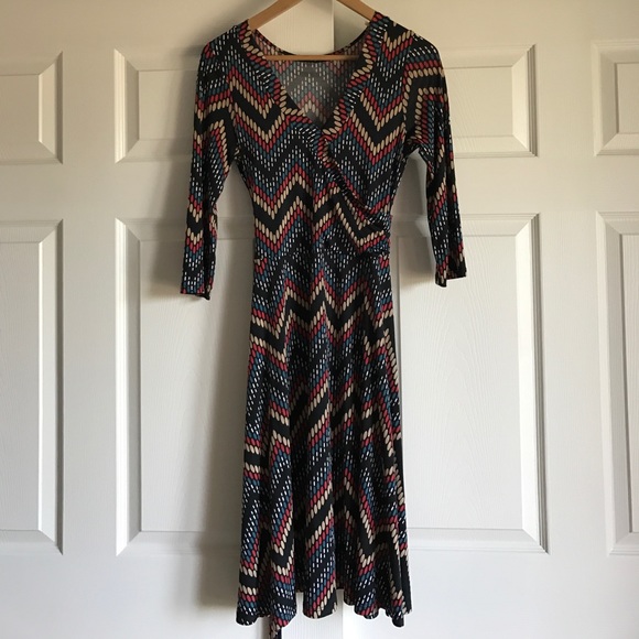 Multicolor belted wrap midi dress - Picture 3 of 5