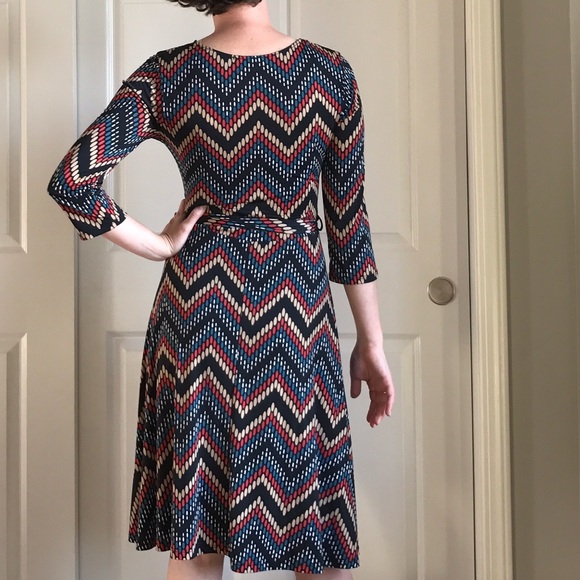 Multicolor belted wrap midi dress - Picture 2 of 5