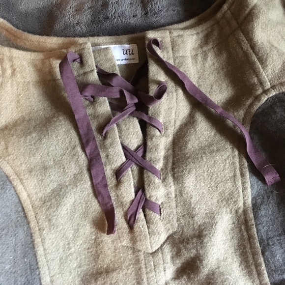 Uniqlo Undercover Drop Waist Sage Olive Wool Dress - Picture 2 of 2