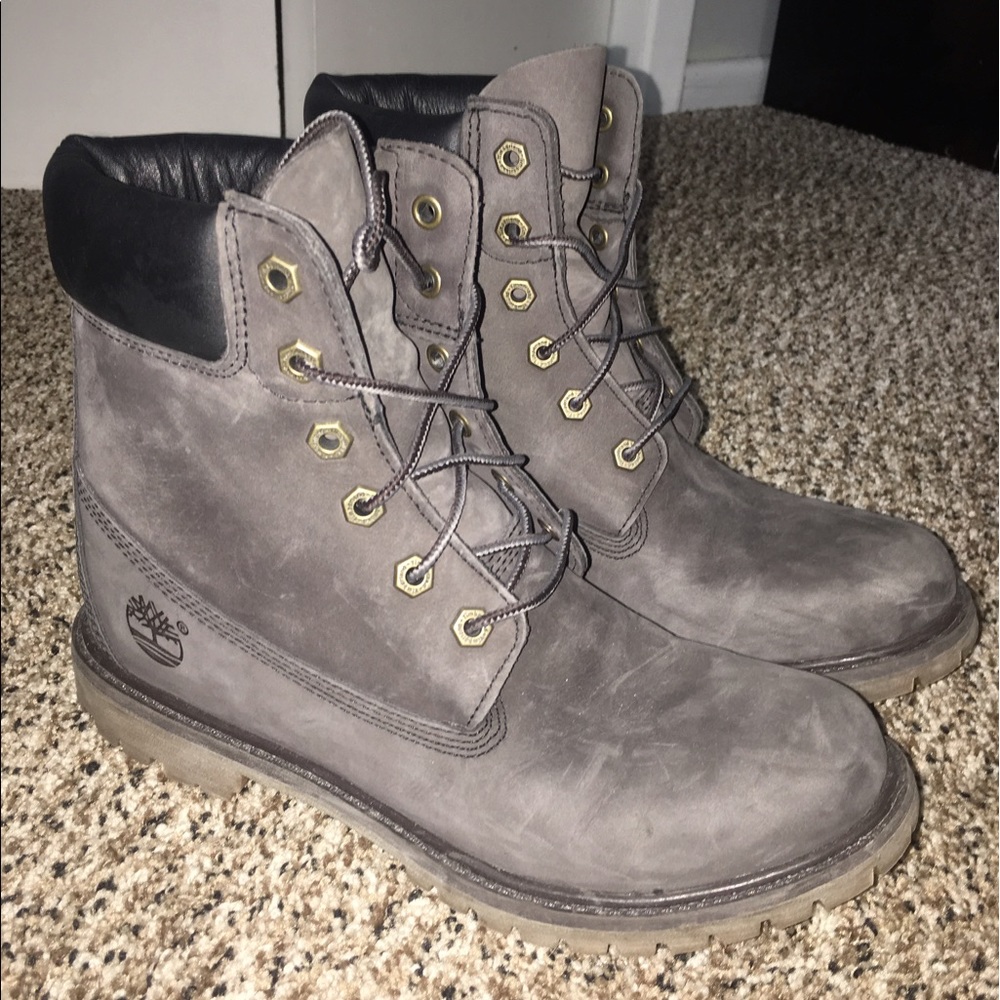 Grey Timberland boots