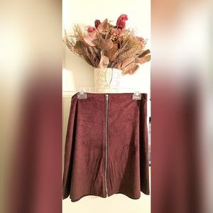 Faux Suede Skater Skirt
