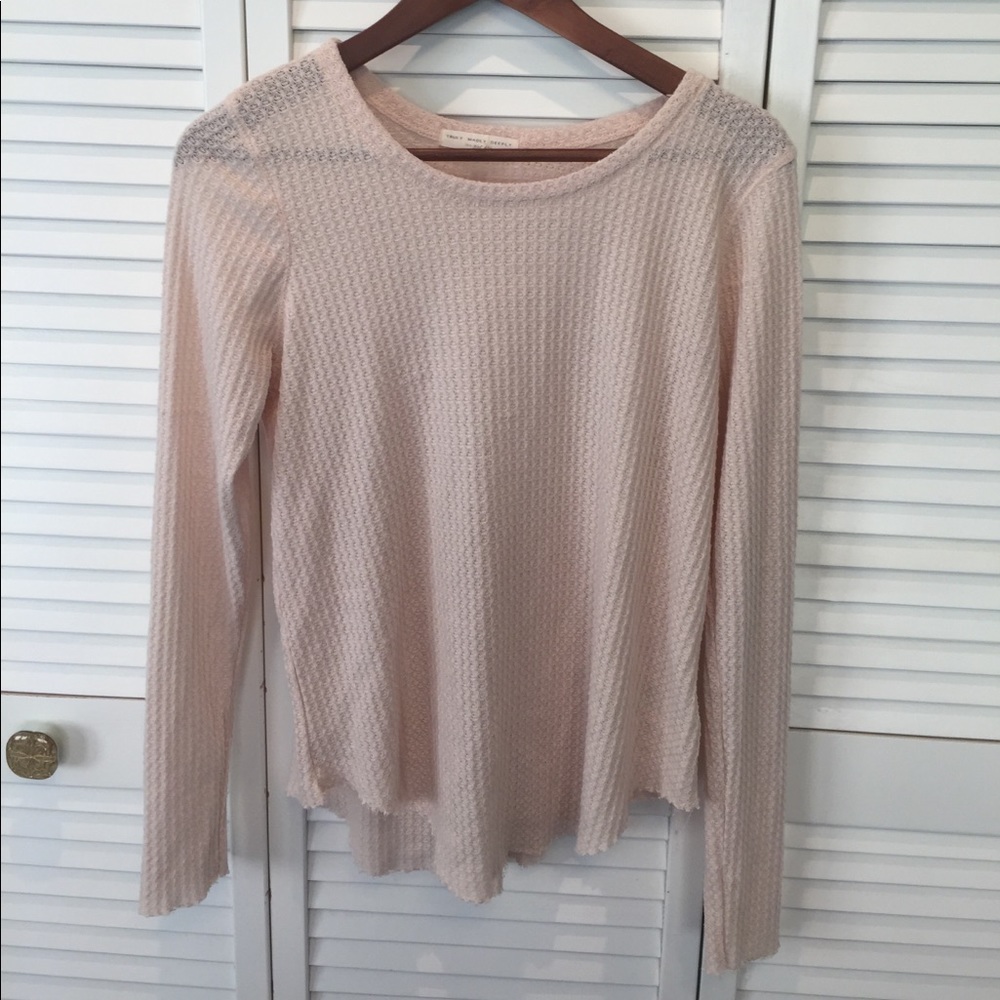 Thin pink waffle shirt