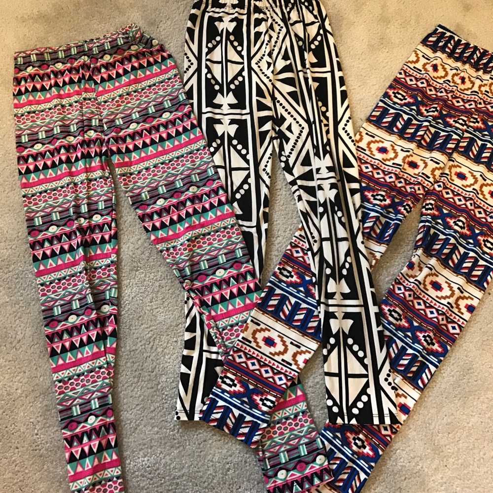 Geometric Print Leggings (set of 3)