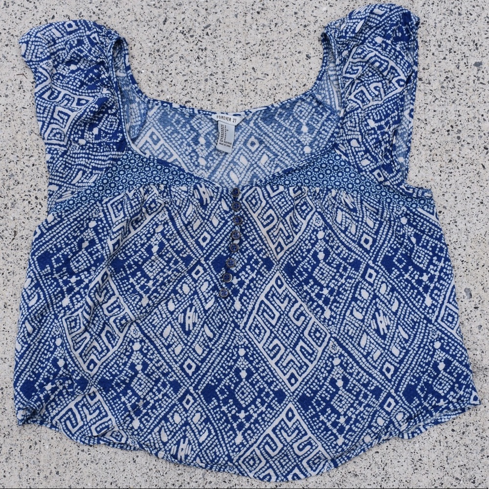🌸 Boho Cap Sleeve Crop Top