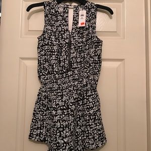 Banana Republic Black Patterned Zip Romper