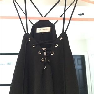 NWT lace up black tank