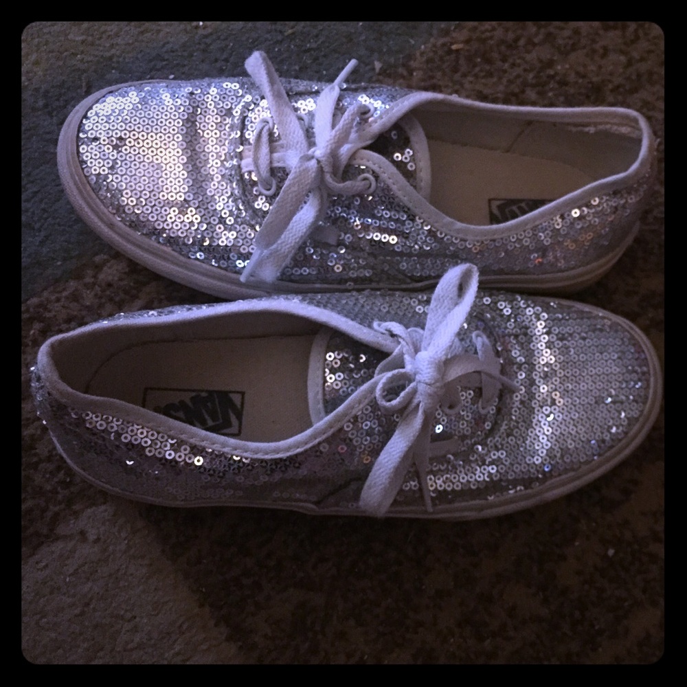 Sparkly silver Vans