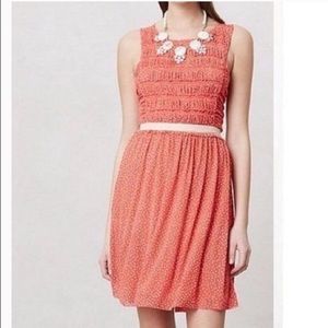 Anthropologie Orange polka dot dress