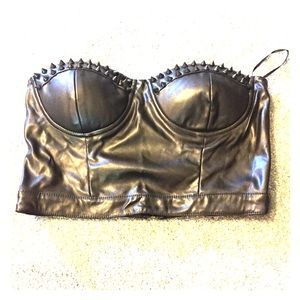 Faux leather spiked bandeau