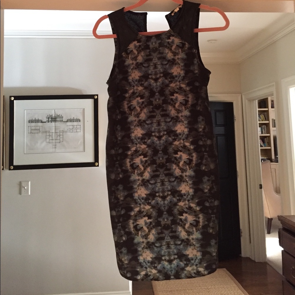 Silence + Noise dress with black  mesh panels