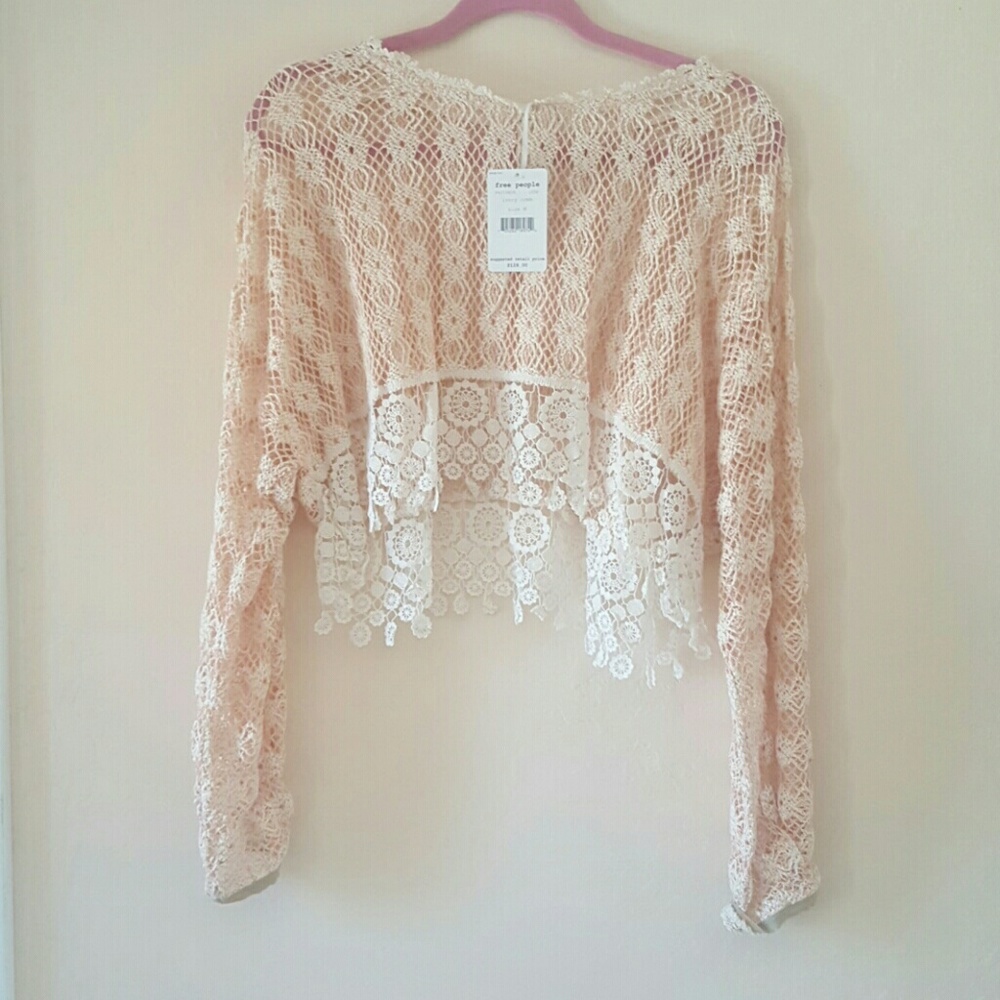 Free People New Romantics Heirloom Cropped Blouse - Picture 2 of 4