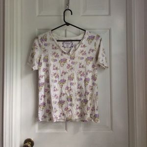 White and Purple Floral Top