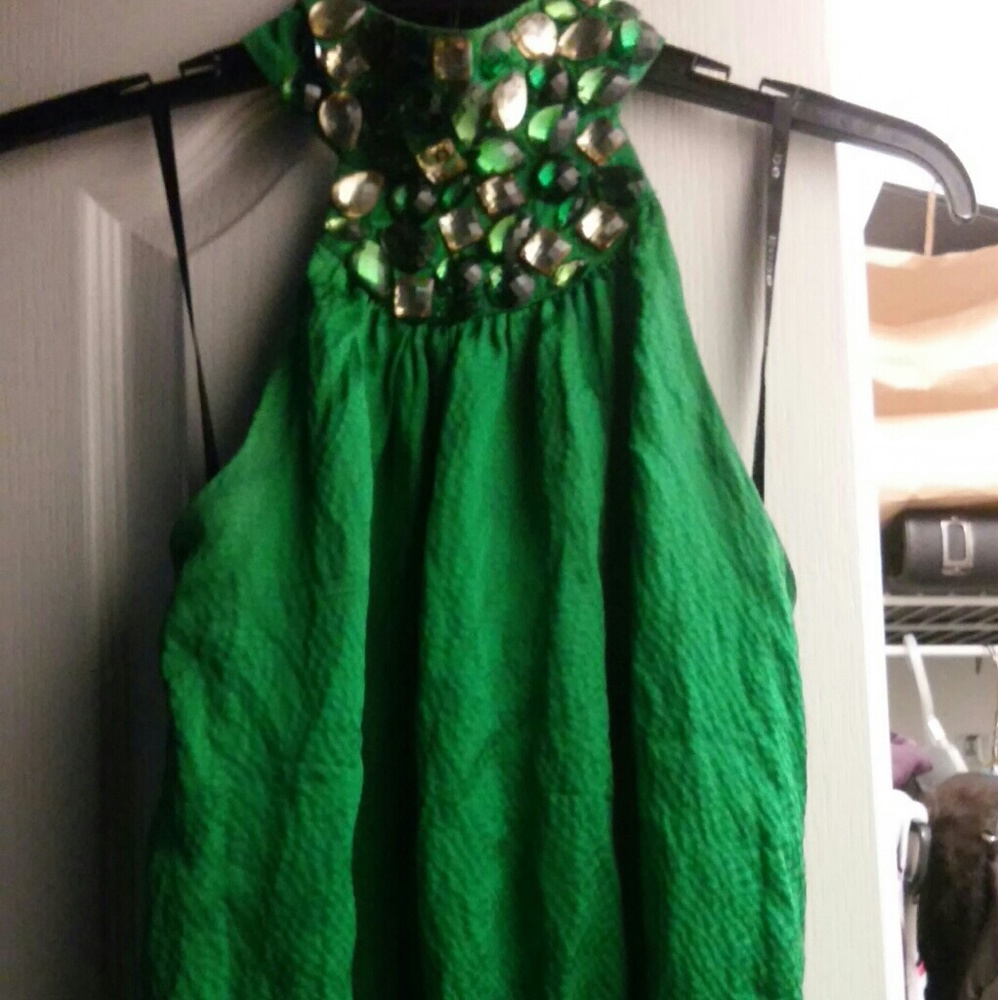 Forest green sequin bebe top