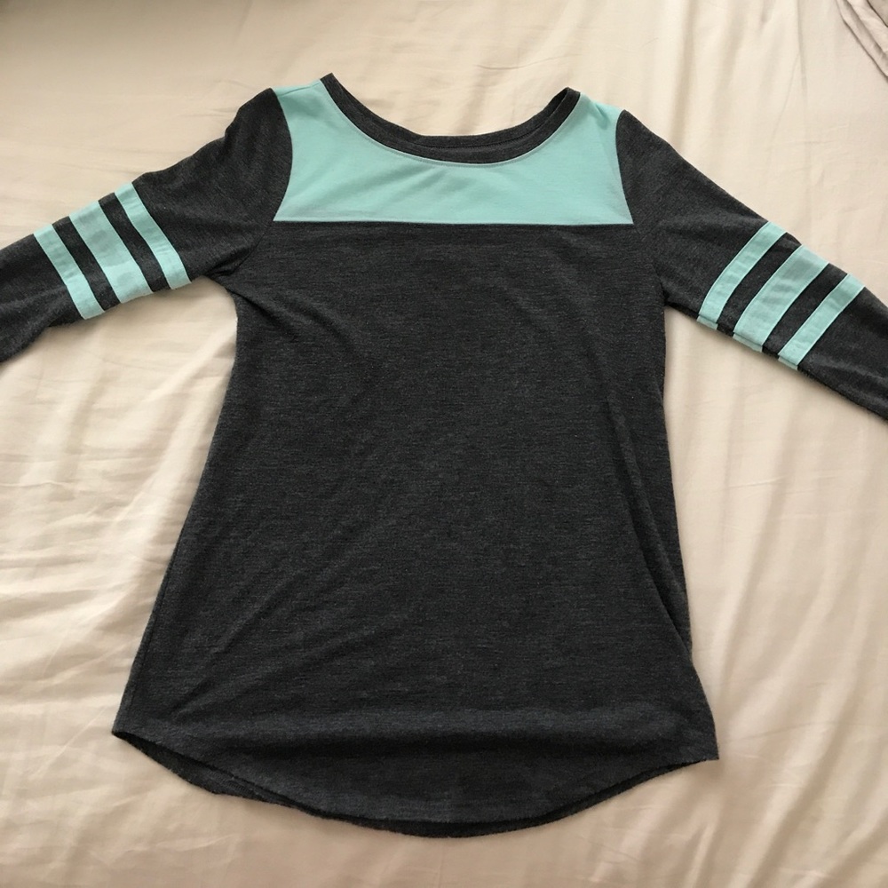 Grey/Aqua Striped T-Shirt