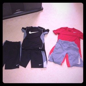 NIKE DRY FIT YOUTH LARGE 3 pair of shorts 2 shirts