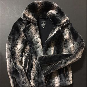 Fur Coat in Black & shades of old rose(HOLD)