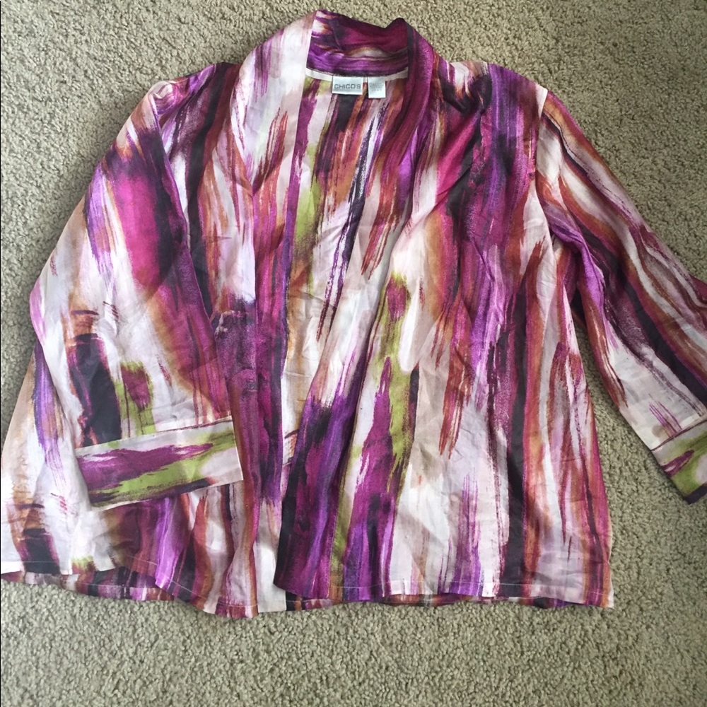 100% Silk Multi-Colored Chico's Size 2/3 Kimono