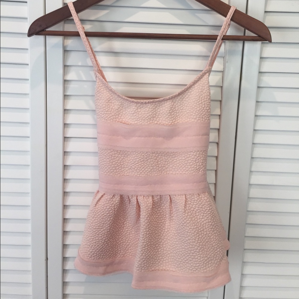 Soft pink peplum tank top