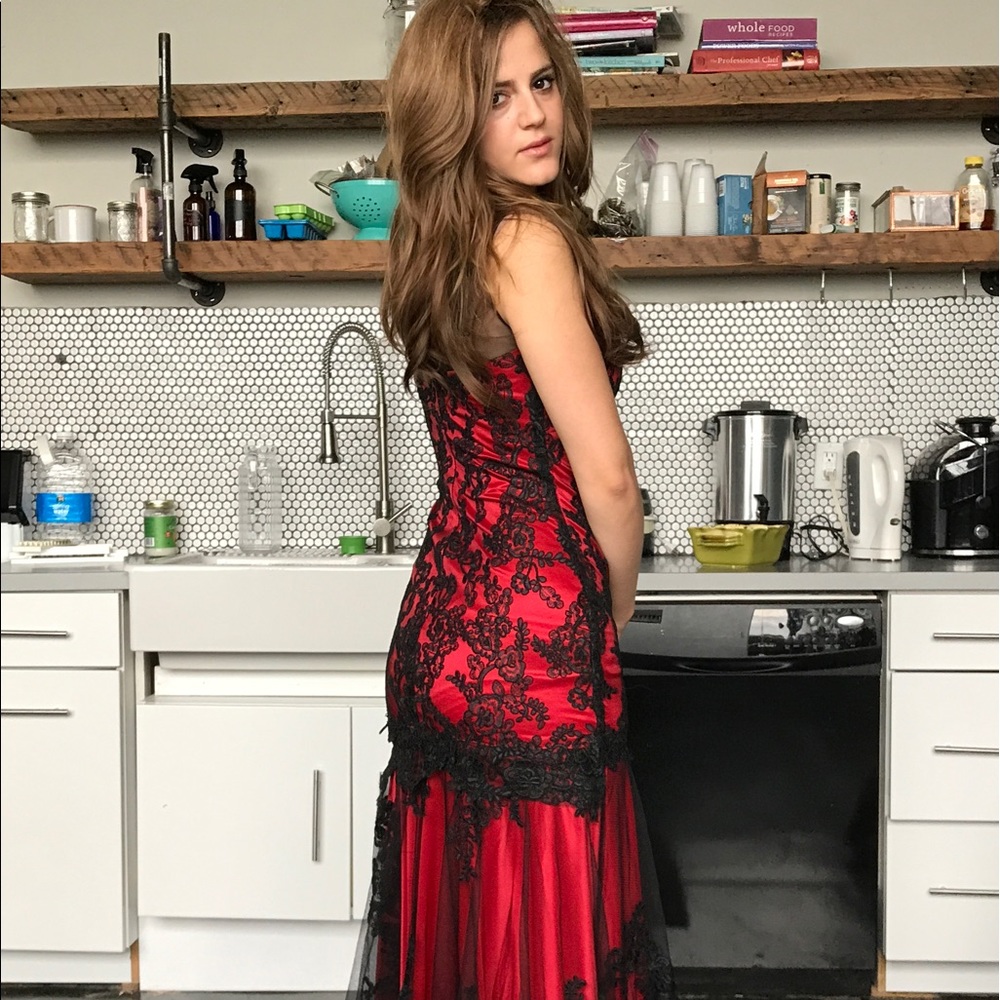 Brand new black & red laced gown