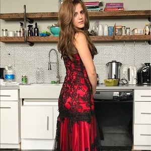Brand new black & red laced gown