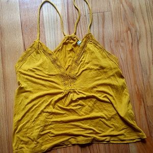 Gold/Wheat Deep V Embroidered Tank top NWOT