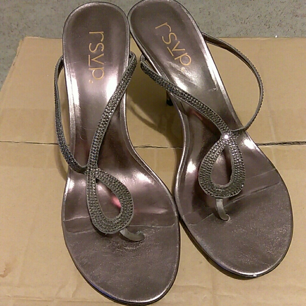 Bronze color heels with small diamonds.