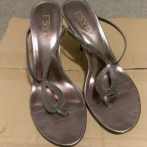 Bronze color heels with small diamonds.