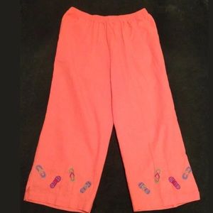KIM ROGERS Orange Rayon Pants Flip Flop Design