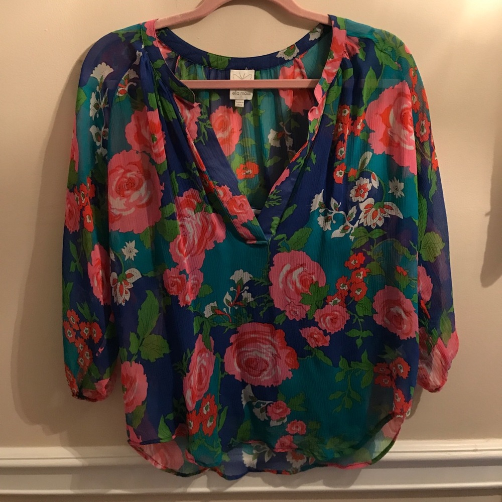 Ella Moss Floral Silk Blouse