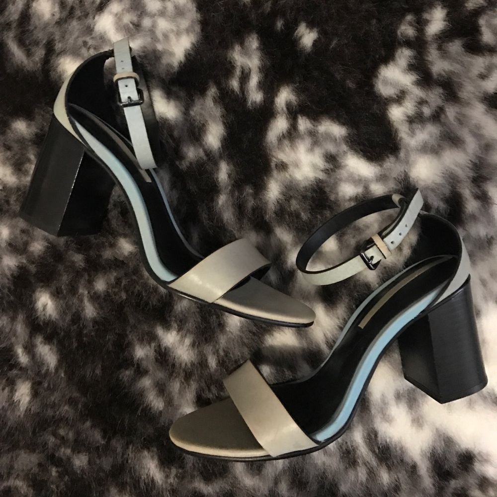Zara Baby Blue Block Heeled Sandals, size 37