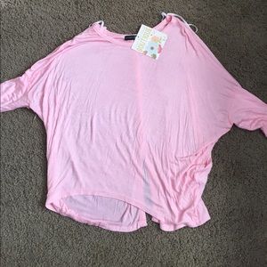 NWT Pink Dolman Sleeve Button Back Top