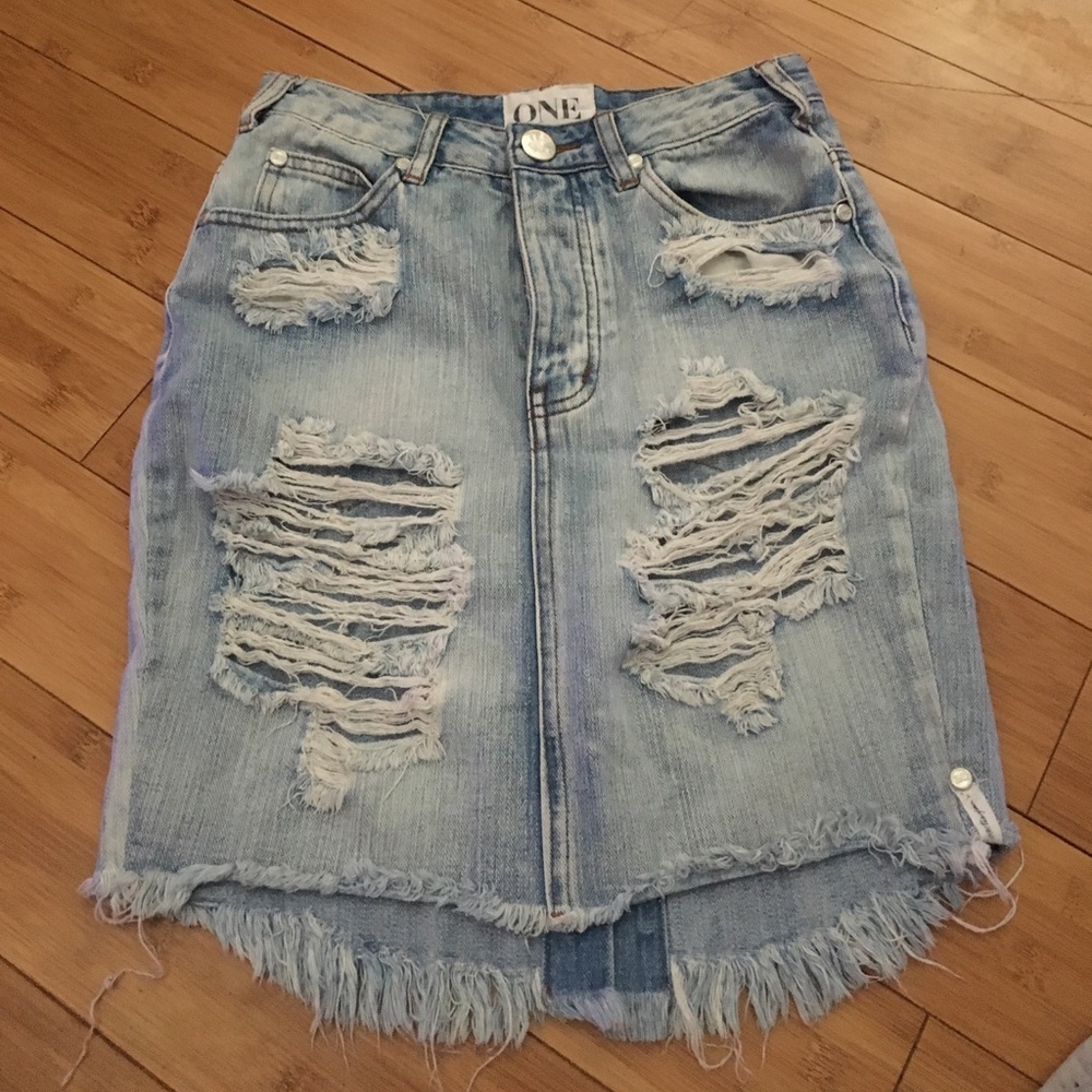 Denim high waisted jean skirt