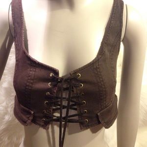 New LaRok brown vest cropped. Size XS
