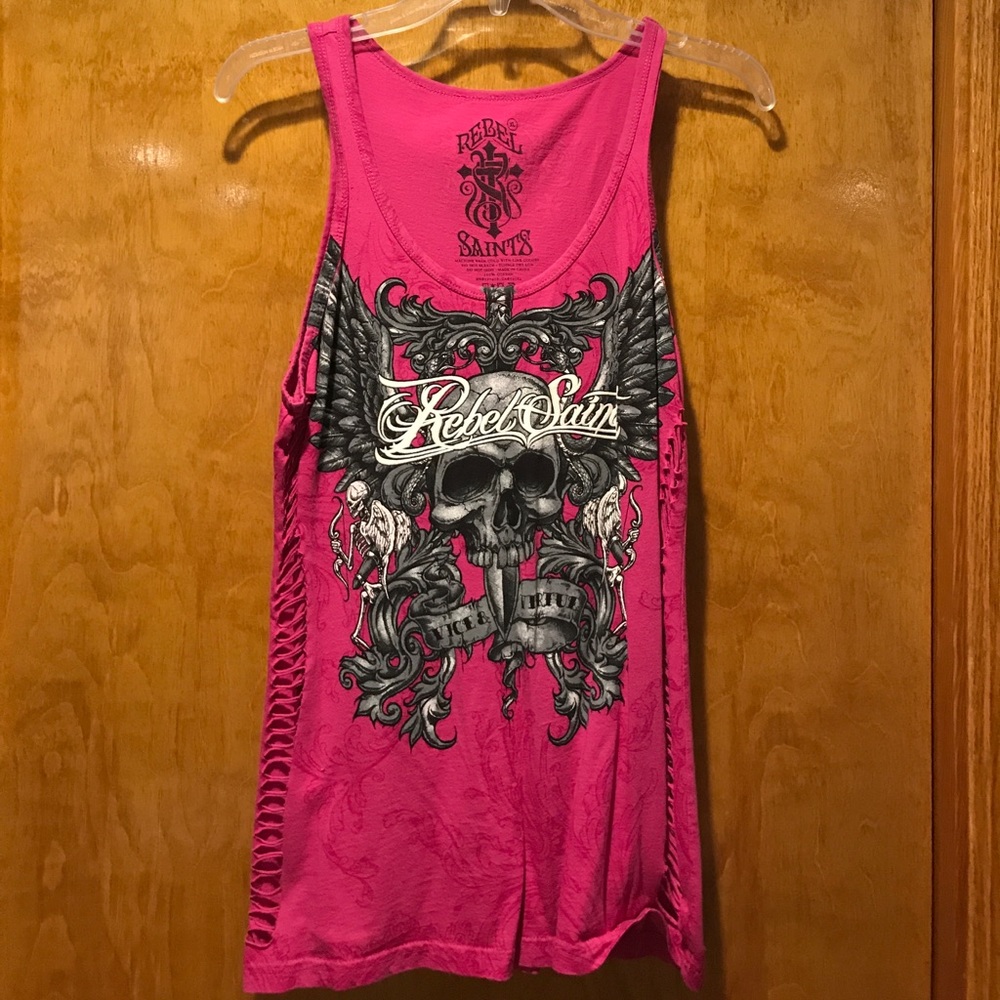 Rebel Saints tank top.   Pink.   Size Xl