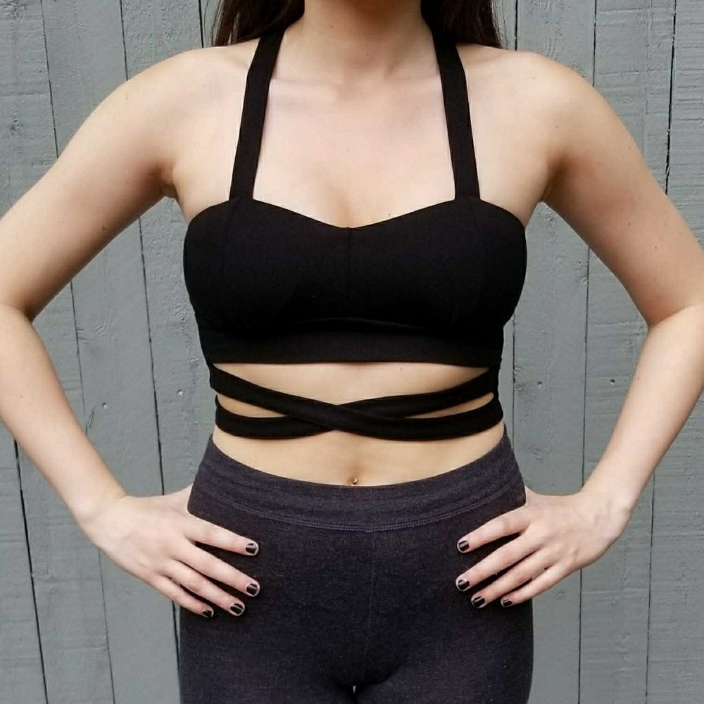 Black Criss Cross Crop Top