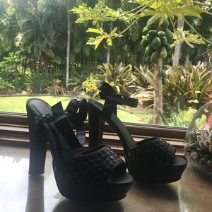 Studded platform heels with open toe