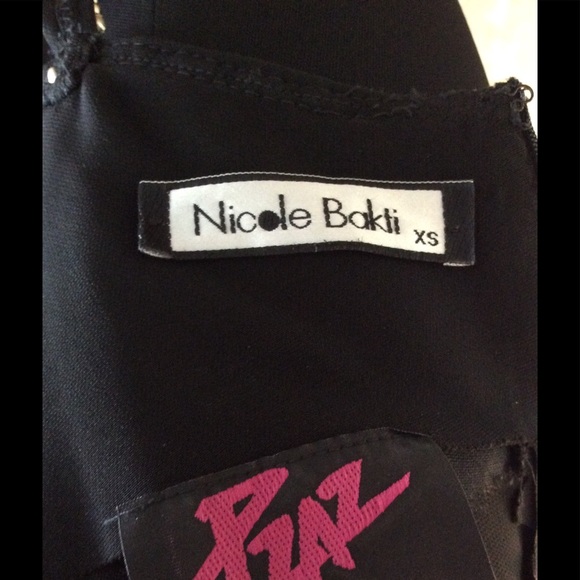 PROM Nicole Bakti one shoulder gown XS diamond blk - Picture 6 of 7