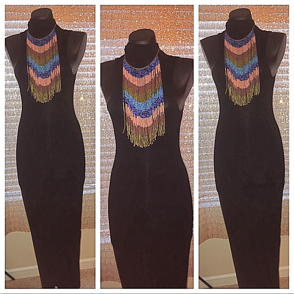 Black mock neck body con dress! Never worn!