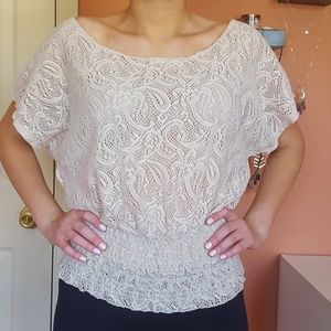 cream colored lace top