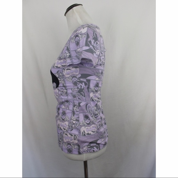 OLD NAVY purple batgirl comic strip v-neck top - Picture 4 of 5