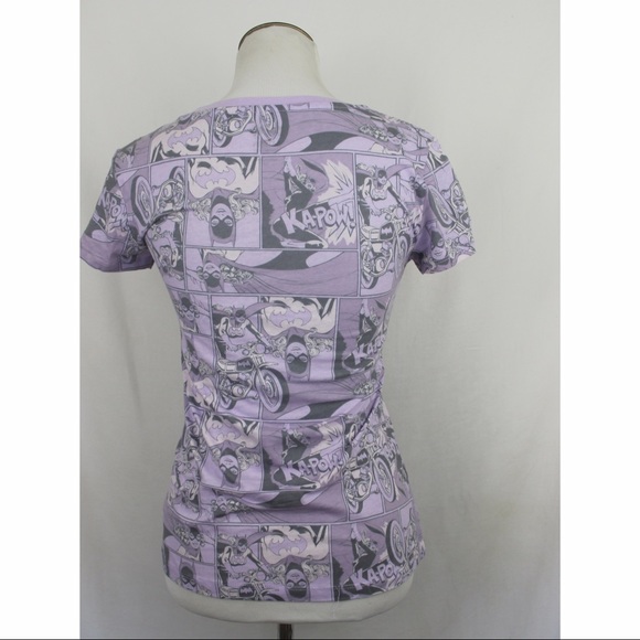 OLD NAVY purple batgirl comic strip v-neck top - Picture 5 of 5