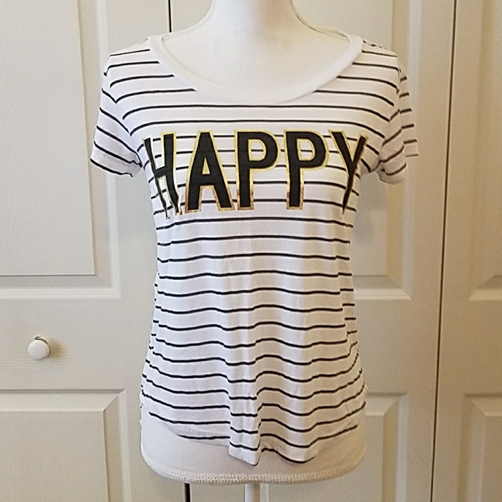 White and Black "Happy" Shirt