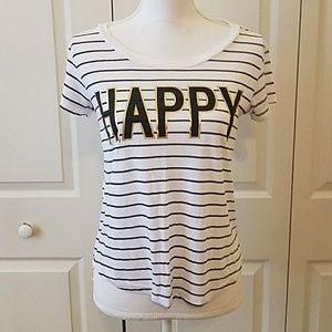 White and Black "Happy" Shirt