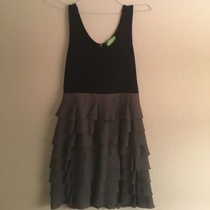Fun, color block, party dress with frilly skirt