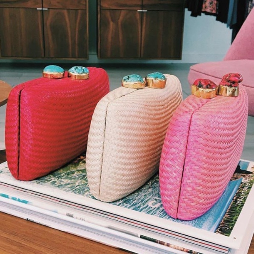 Kayu Jen clutch/cross body w/ turquoise rock