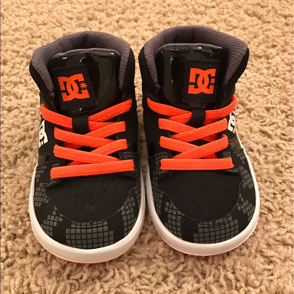 New DC orange, black and white high tops size 6