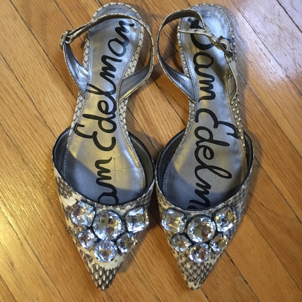 Sam Edelman snake skin sling backs